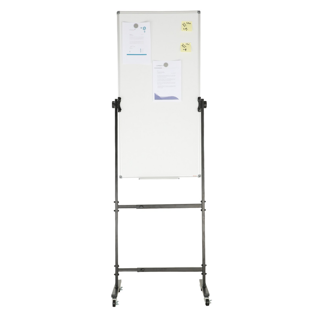 Pizarra blanca magnética rodante VEVOR, pizarra blanca móvil de doble cara de 24 x 48 pulgadas, tablero de borrado en seco de altura ajustable con ruedas.