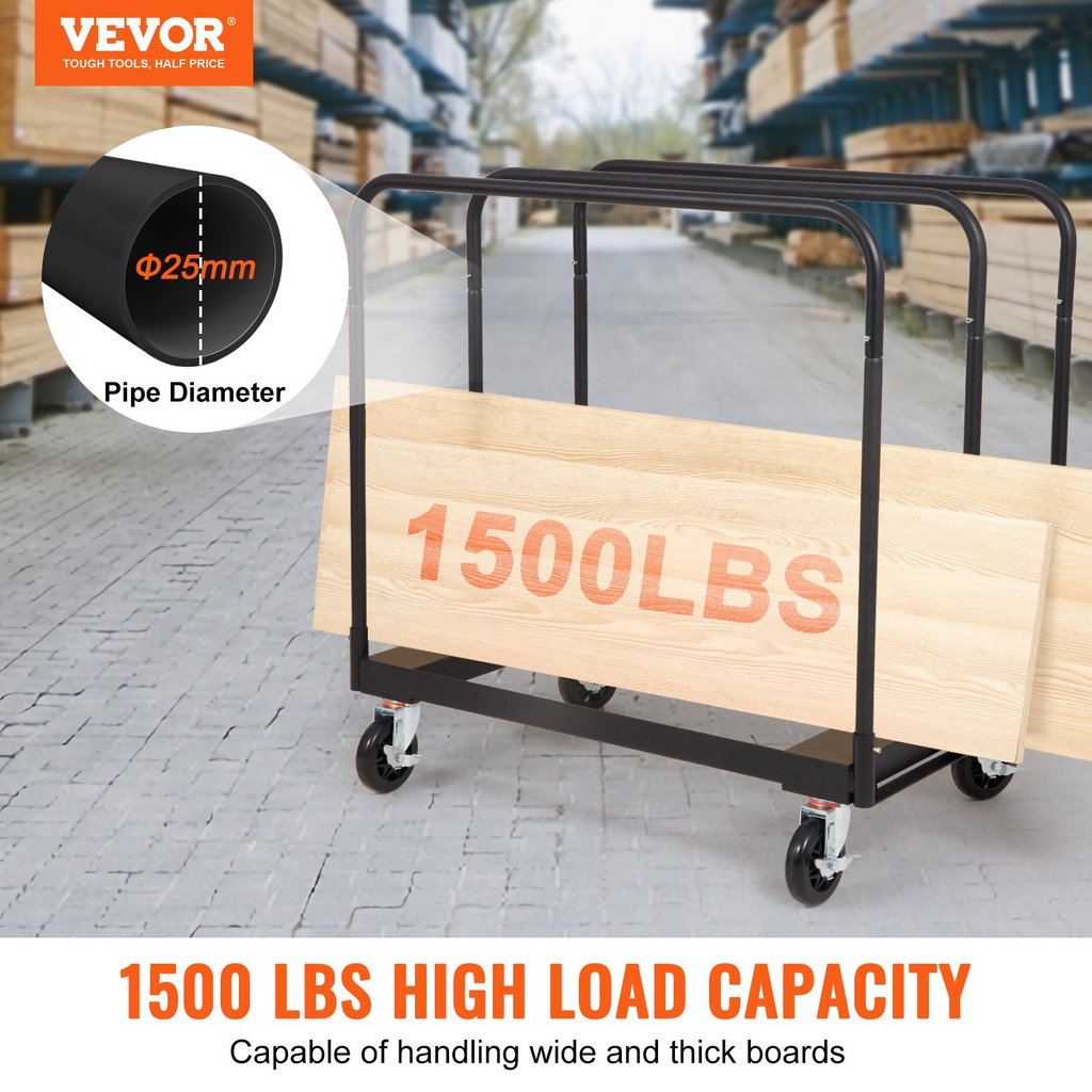 Carro para paneles de yeso VEVOR con plataforma de 36,02" x 24,02" y ruedas giratorias de 5"