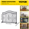 VEVOR Pantalla para chimenea 38 x 26,5 pulgadas resistente protector de chispas independiente de hierro con soporte malla metálica para manualidades