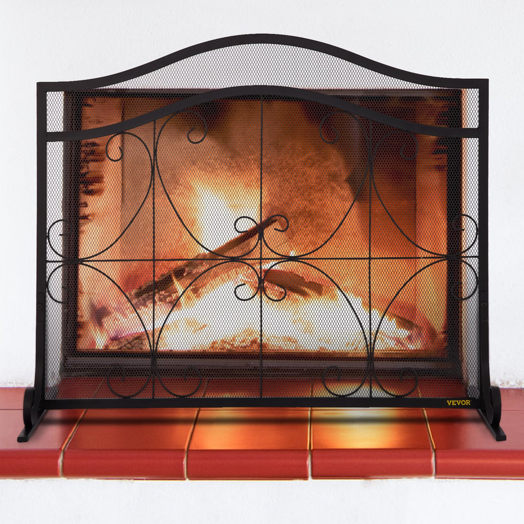 VEVOR Pantalla para chimenea 38 x 26,5 pulgadas resistente protector de chispas independiente de hierro con soporte malla metálica para manualidades