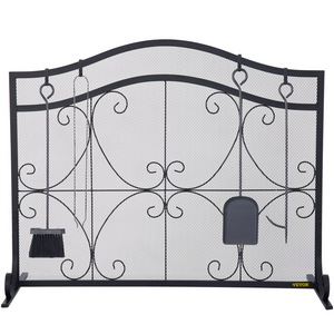 VEVOR Pantalla para chimenea 38 x 26,5 pulgadas resistente protector de chispas independiente de hierro con soporte malla metálica para manualidades