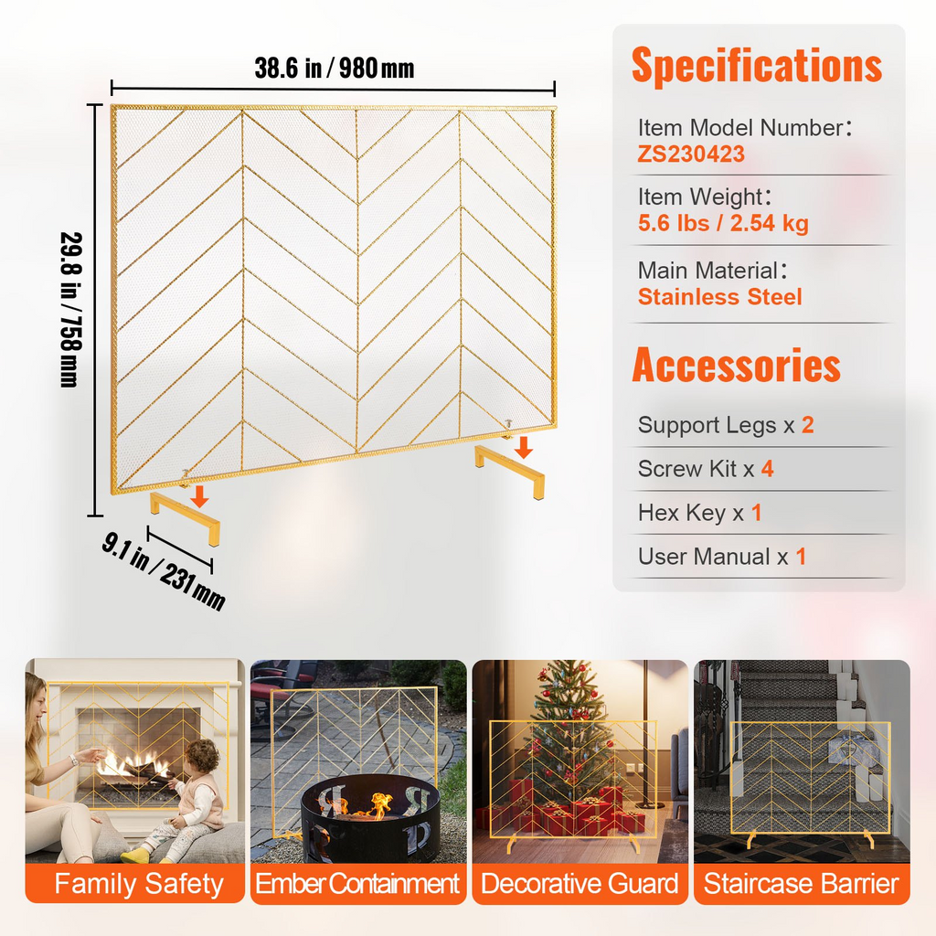 Pantalla para chimenea VEVOR de un solo panel
