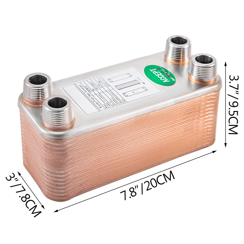 Intercambiador de calor VEVOR de 3" x 7,5" 30 placas