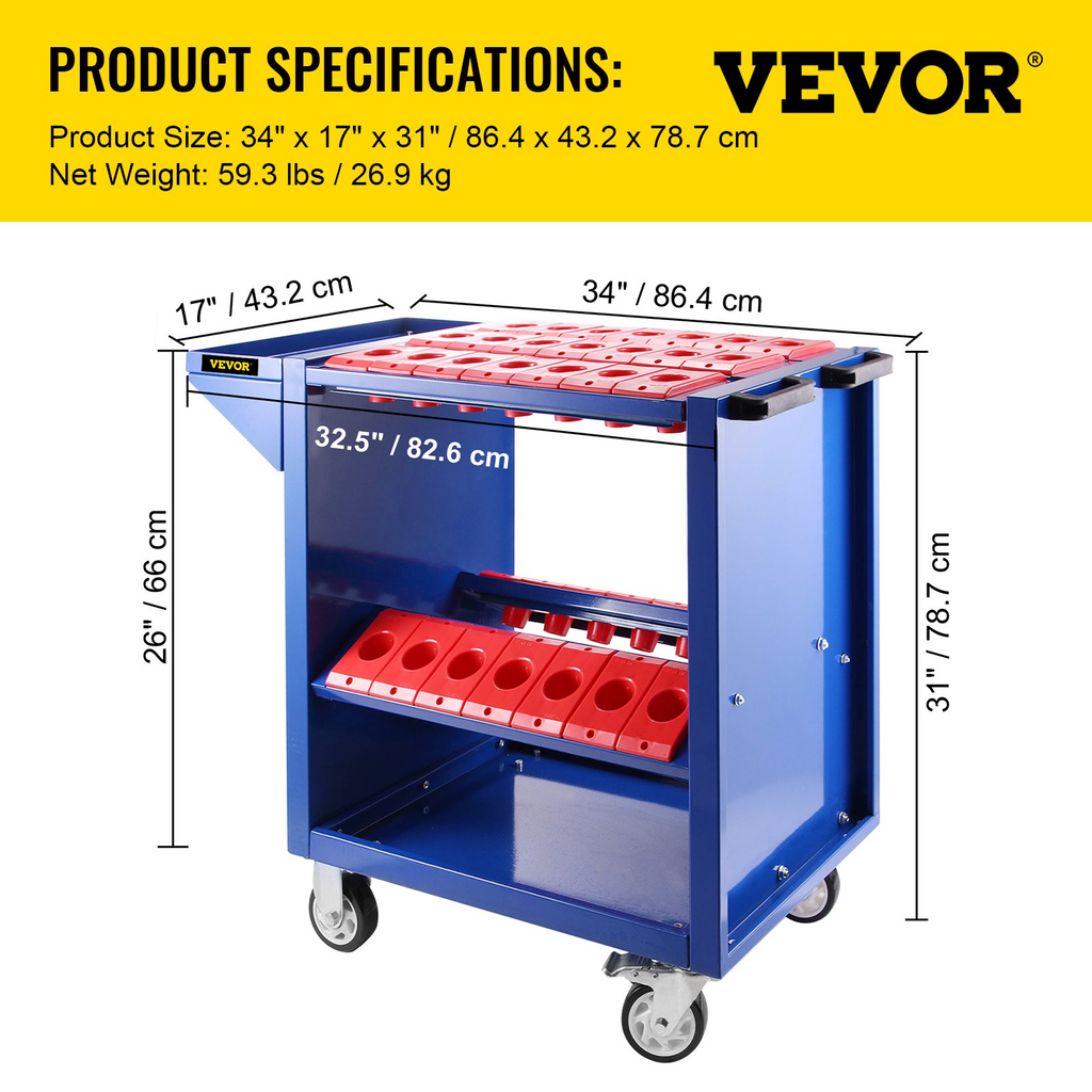Carro de herramientas VEVOR con portaherramientas cónico de 40 mm  (BT40 con capacidad de 35)