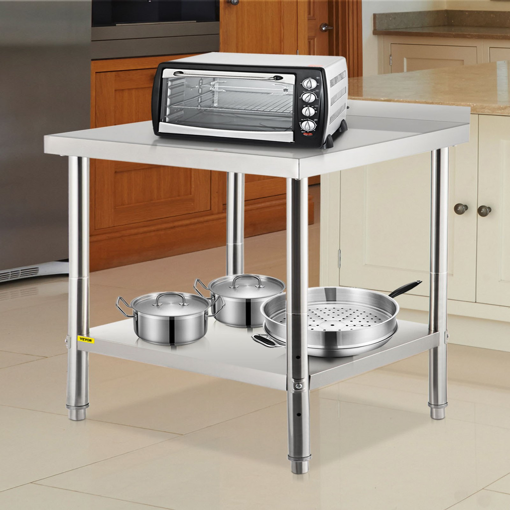 Mesa de preparación de acero inoxidable VEVOR 36 x 24 x 35 pulgadas capacidad de carga de 440 libras