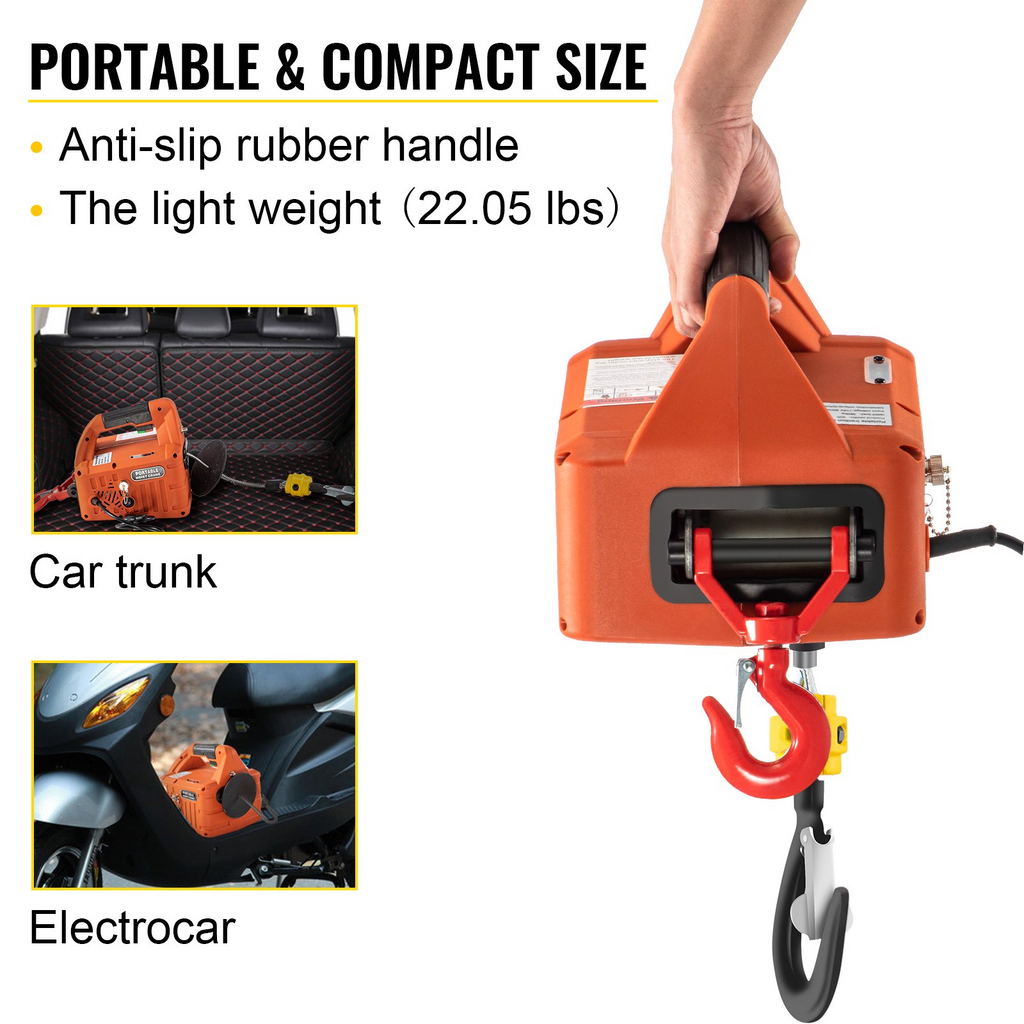 Polipasto eléctrico 3 en 1 VEVOR de 1100 libras de 1500 W y 110 V altura de elevación de 25 pies