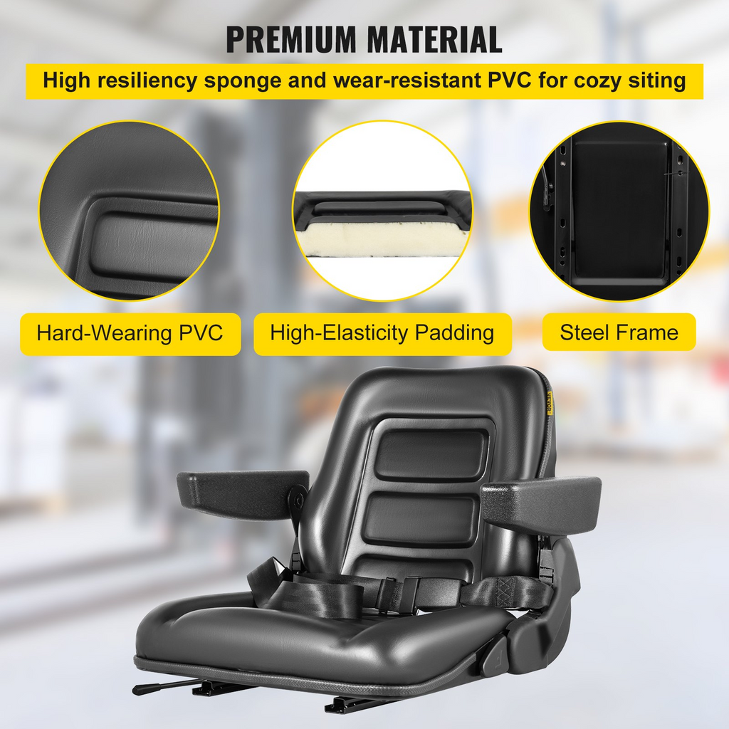 Asiento universal para carretilla elevadora VEVOR ajustable de 6"/150 mm