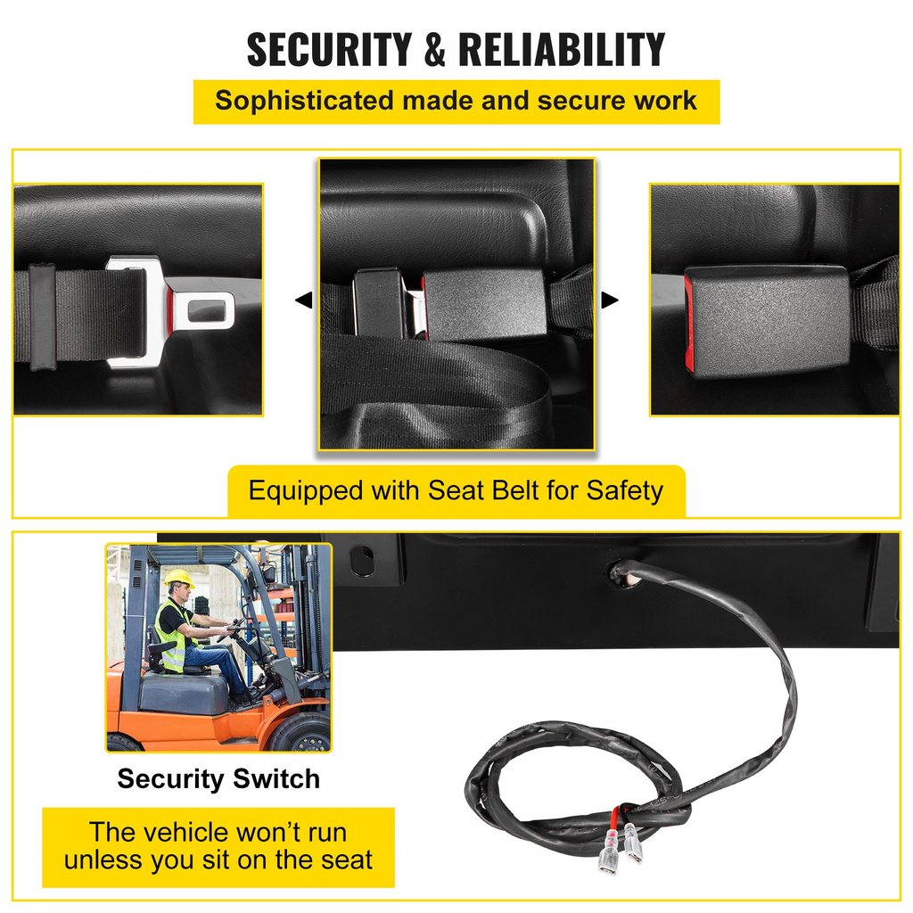 Asiento universal para carretilla elevadora VEVOR ajustable de 6"/150 mm