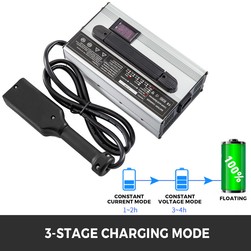Cargador de batería para carrito de golf VEVOR de 36 V y 18 A con enchufe Powerwise y luces indicadoras LED