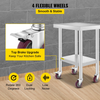 Mesa de trabajo de acero inoxidable VEVOR de 24 x 18 x 34 pulgadas con estante ajustable de 3 niveles y 4 ruedas