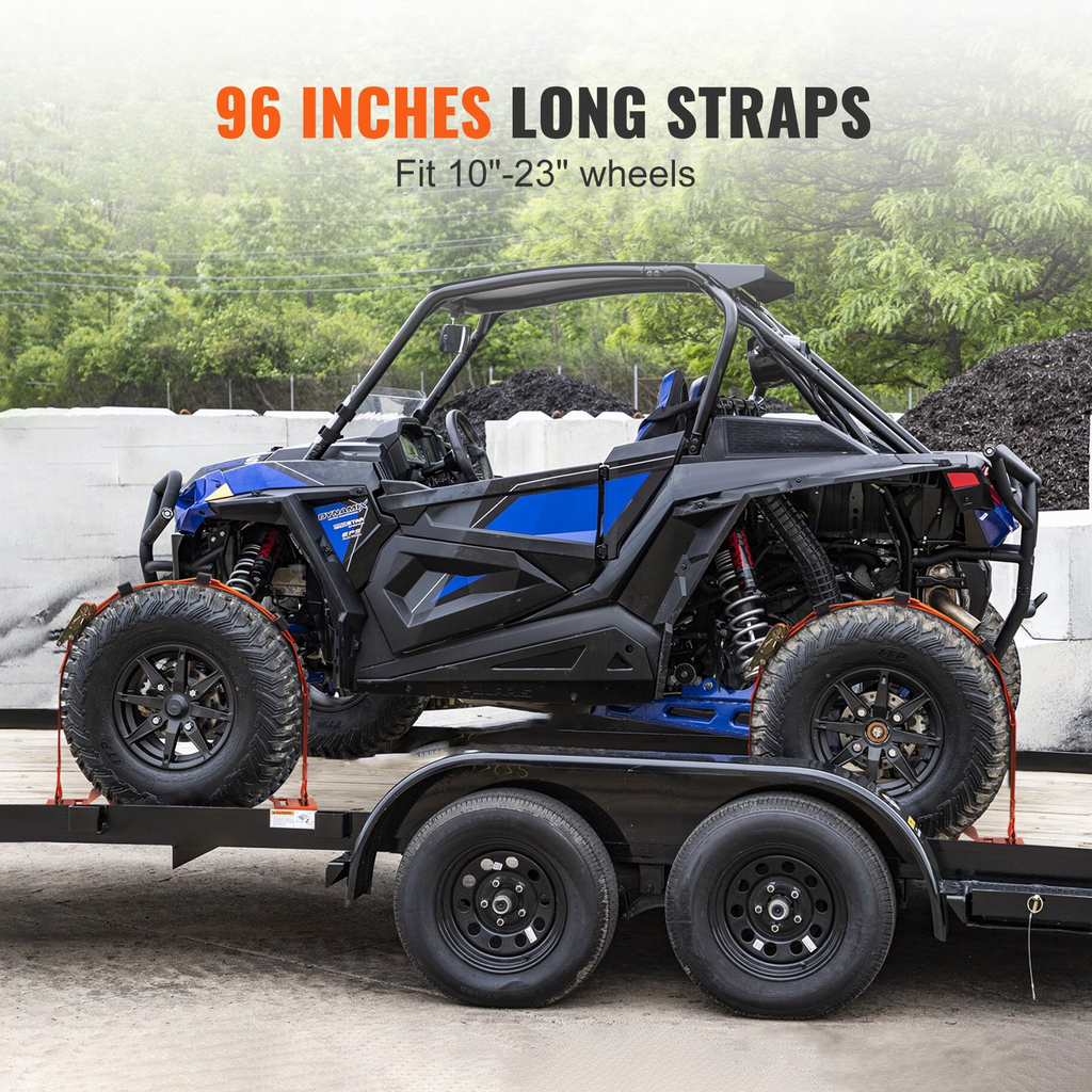 Kit de amarre de cuñas para ruedas VEVOR de 2" x 96" para ruedas de 10" a 23" ATV UTV