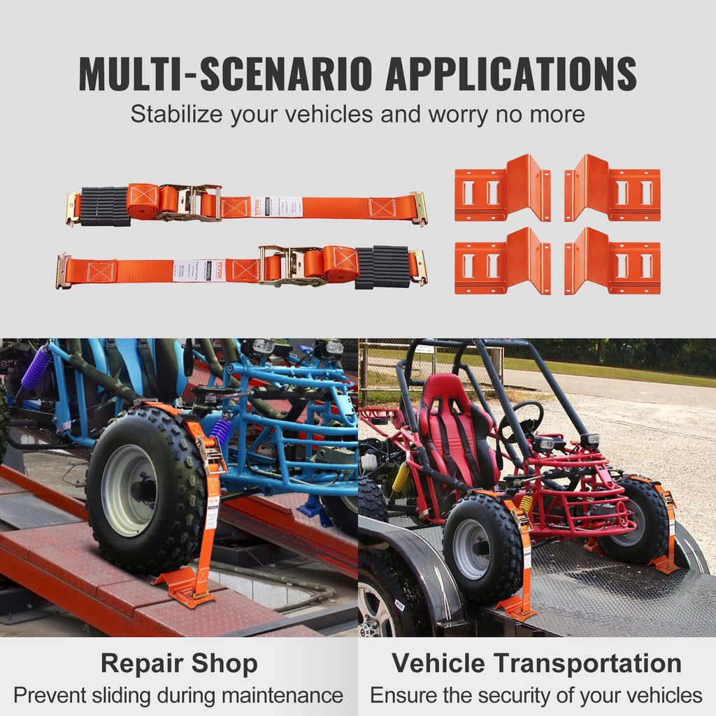 Kit de amarre de cuñas para ruedas VEVOR de 2" x 96" para ruedas de 10" a 23" ATV UTV
