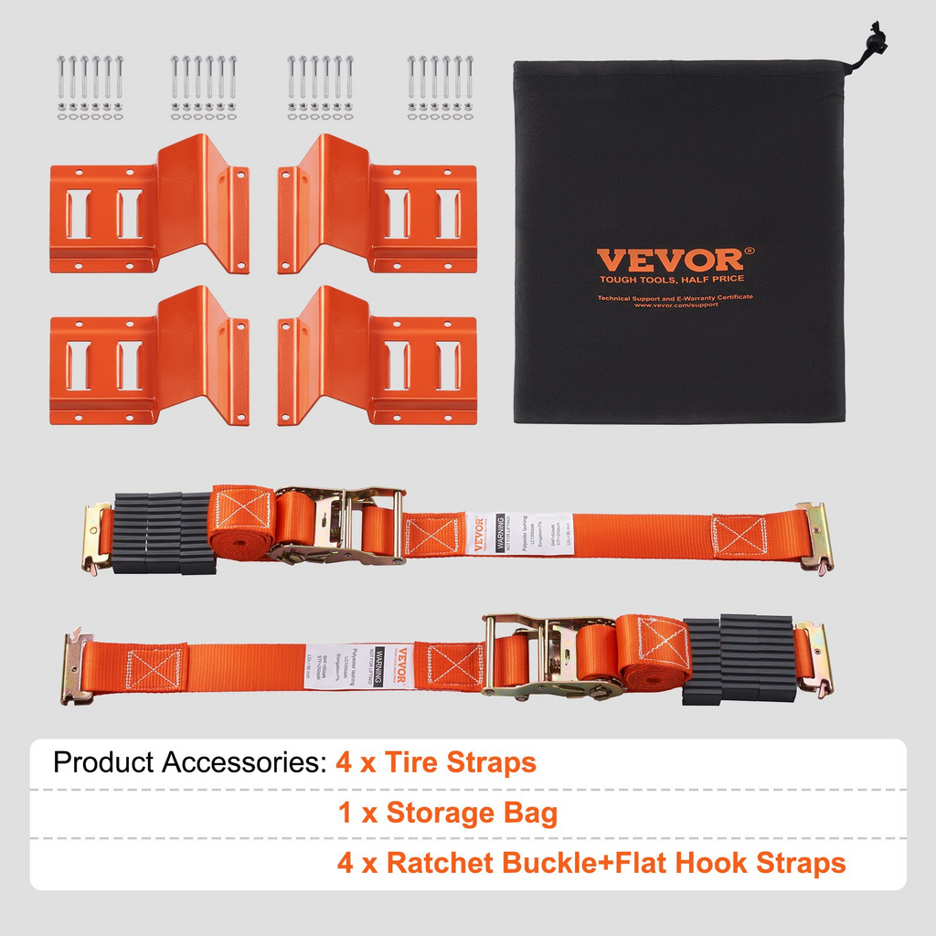 Kit de amarre de cuñas para ruedas VEVOR de 2" x 96" para ruedas de 10" a 23" ATV UTV