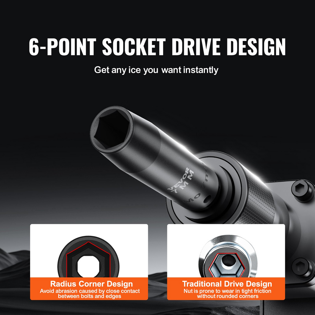 Juego de dados de impacto VEVOR de 3/8" SAE 1/4"-3/4" y métrico 6-19 mm 90 piezas