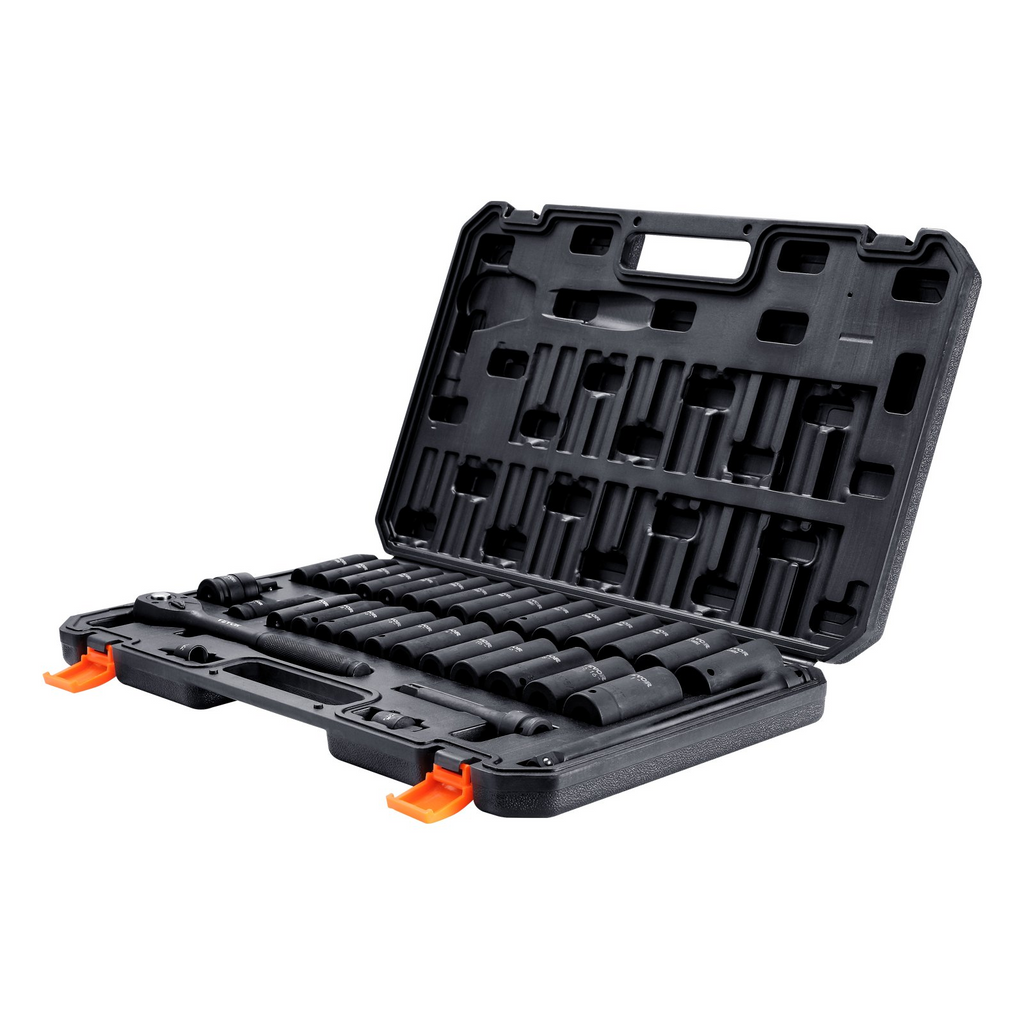 Juego de dados de impacto VEVOR de 1/2" juego de 33 piezas SAE de 3/8" a 1" y métricos de 10 a 24 mm