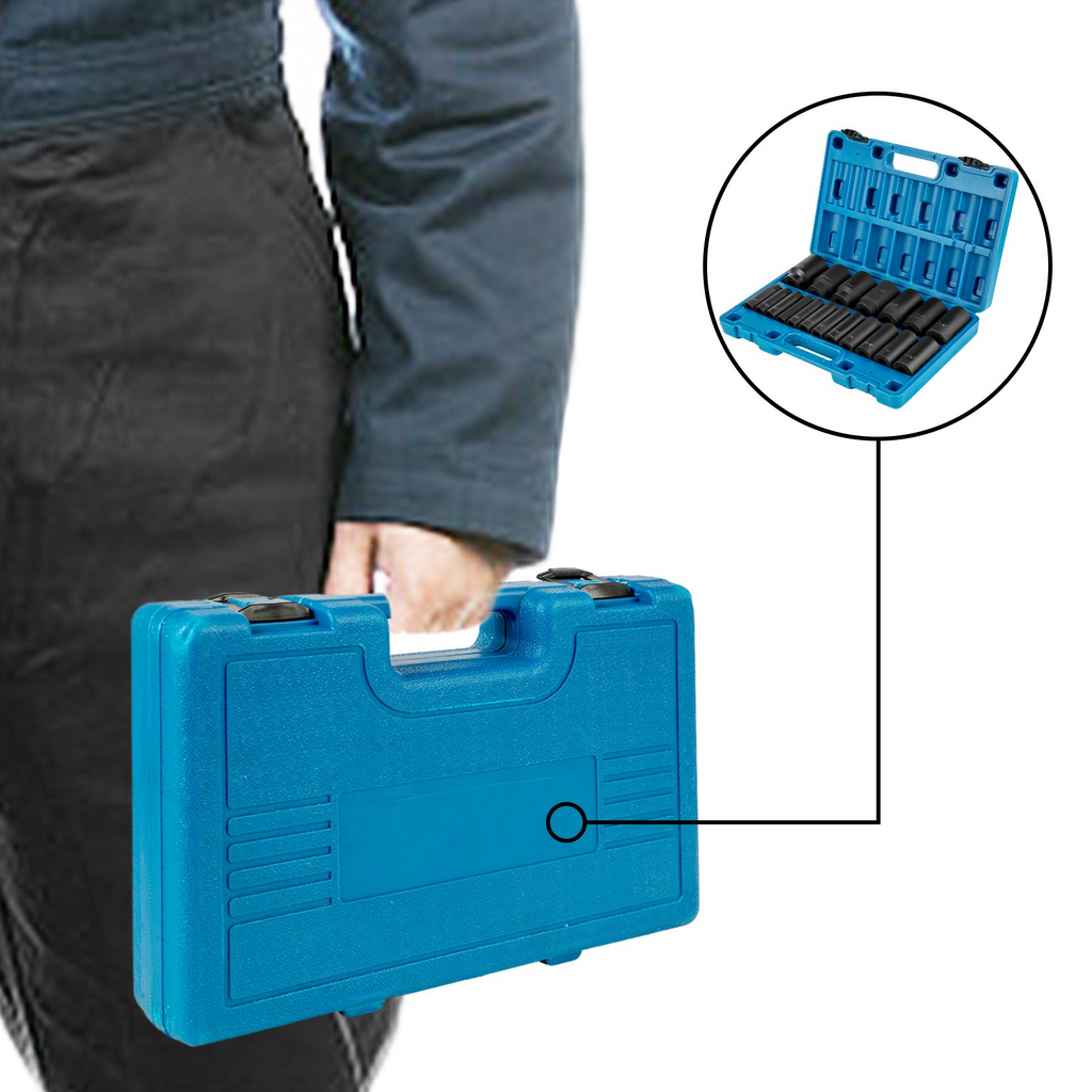 Juego de dados de impacto VEVOR de 1/2 pulgada 19 piezas de 6 puntas