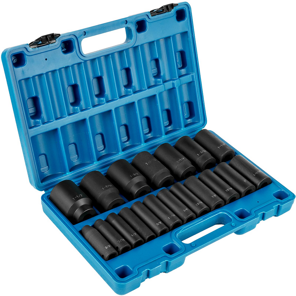 Juego de dados de impacto VEVOR de 1/2 pulgada 19 piezas de 6 puntas