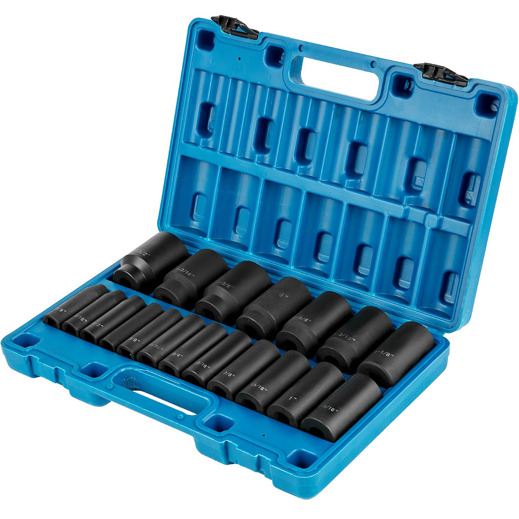 Juego de dados de impacto VEVOR de 1/2 pulgada 19 piezas de 6 puntas
