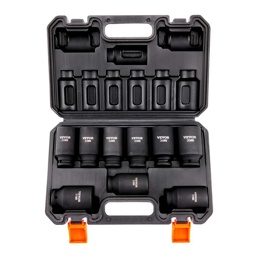 VEVOR Juego de dados de impacto con impulsión de 1/2" 9 piezas de 29 a 38 mm