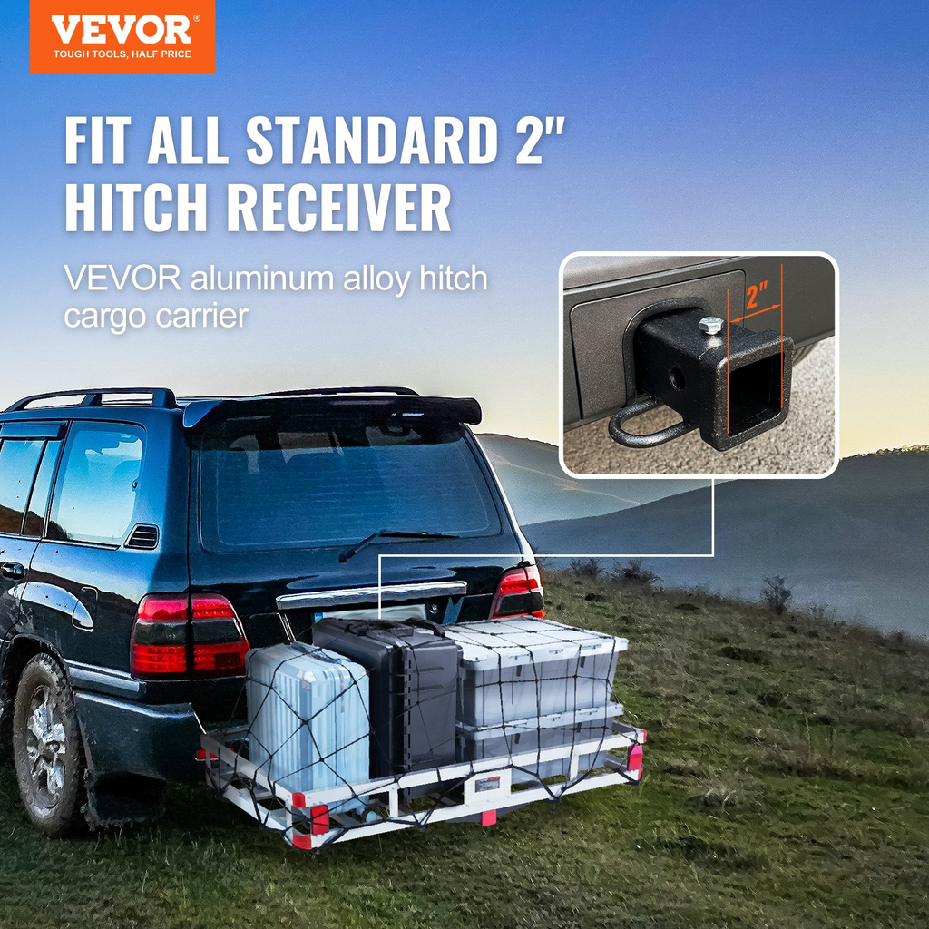 VEVOR Portaequipajes de enganche de remolque de 49,4 x 22,4 x 7,1 pulgadas capacidad de carga de 500 libras