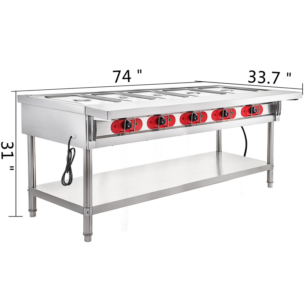 Calentador de alimentos eléctrico comercial 5 ollas de 18 cuartos de galón de 7 pulgadas de 220 V 3750 W