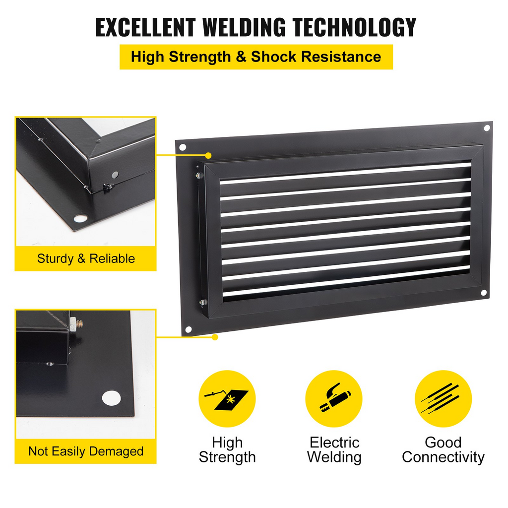VEVOR - Respiradero para cimientos contra inundaciones 20 cm de alto x 40 cm de ancho para reducir los daños en los cimientos y el riesgo de inundaciones color negro