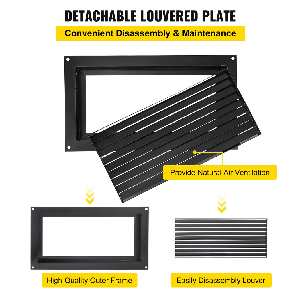 VEVOR - Respiradero para cimientos contra inundaciones 20 cm de alto x 40 cm de ancho para reducir los daños en los cimientos y el riesgo de inundaciones color negro