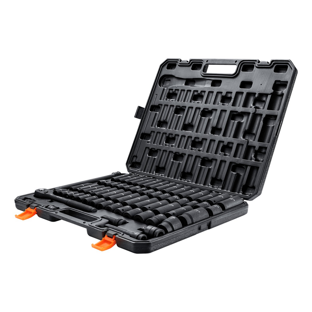 Juego de dados de impacto VEVOR de 1/2" juego de 65 piezas SAE de 3/8" a 1-1/4" y métricos de 10 a 24 mm