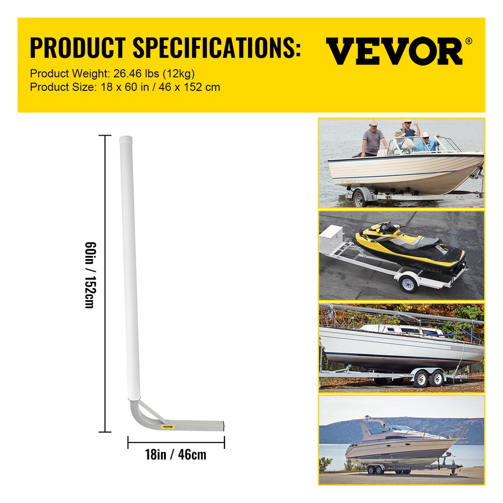 VEVOR - Guía para remolque de barco 60" 2 postes de acero para remolque