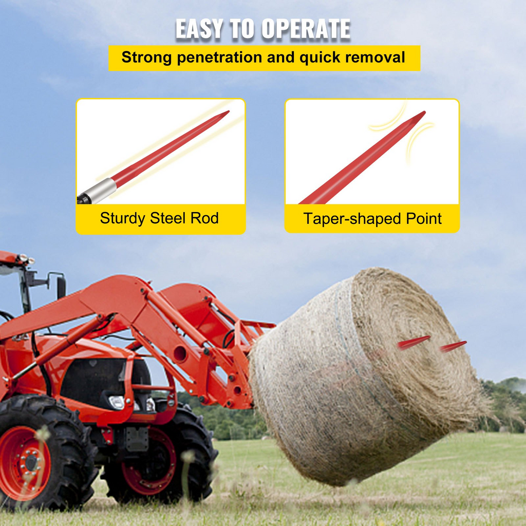 Par de lanzas para heno de 39" de 3000 lb de capacidad de fijación rápida de 1 3/4"