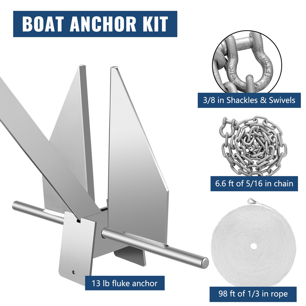 VEVOR Kit de ancla para barco de 13 lb barcos de 20' a 32'