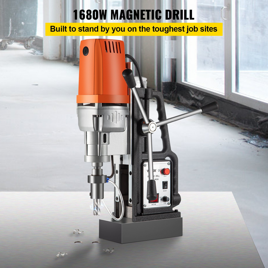 Taladro magnético VEVOR de 1550 W diámetro de perforación de 2 pulgadas 2900 libras 11 brocas de corte anular HSS
