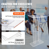 Podio acrílico VEVOR, soporte de podio acrílico transparente de 47" con amplia superficie de lectura y estante de almacenamiento,
