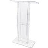 Podio acrílico VEVOR, soporte de podio acrílico transparente de 47" con amplia superficie de lectura y estante de almacenamiento,