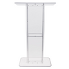 Podio acrílico VEVOR, soporte de podio acrílico transparente de 47" con amplia superficie de lectura y estante de almacenamiento,