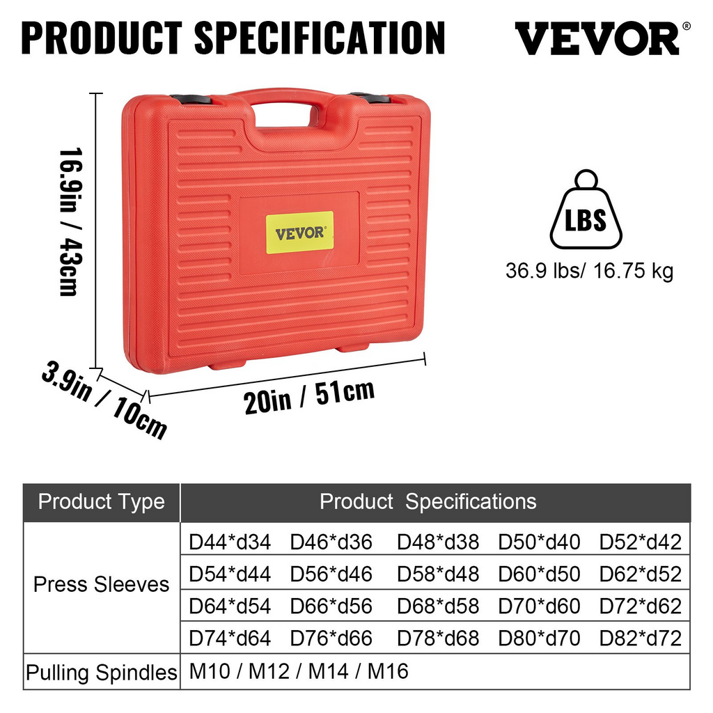 VEVOR - Kit de 28 piezas de manguitos de extracción y presión