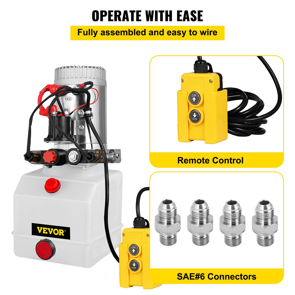 Kit de control de paquete de unidad de 12 V para remolque volcador con bomba hidráulica de doble efecto de 3 cuartos