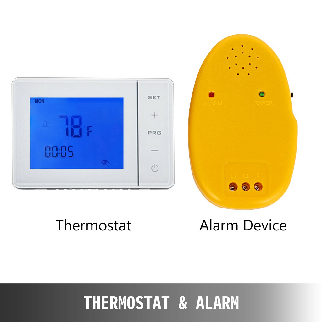 VEVOR - Esterilla de calefacción por suelo radiante eléctrica de 90 pies cuadrados y 120 V con alarma y termostato programable con sensor de suelo