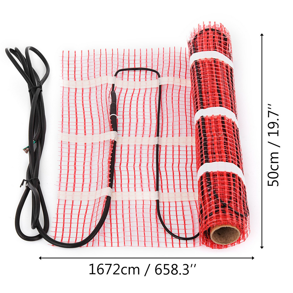 VEVOR - Esterilla de calefacción por suelo radiante eléctrica de 90 pies cuadrados y 120 V con alarma y termostato programable con sensor de suelo