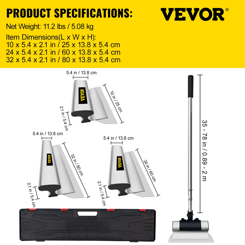 Juego de cuchillas para desnatar VEVOR cuchillas de 10"+24"+32" + mango de extensión de 35"-78"