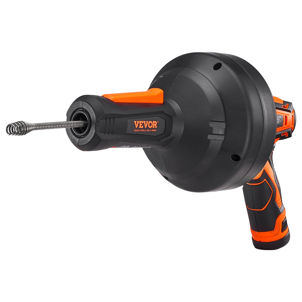 VEVOR - Barrena eléctrica para desagües de 12 V, 7.5 MTS pies, inalámbrica, con alimentación automática, para eliminar obstrucciones de desagües con taladro eléctrico para tuberías de 3/4" a 2", batería  y cargador incluidos JH2