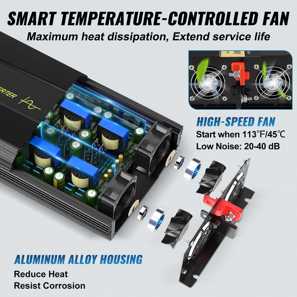 Inversor de potencia de 2500 vatios inversor de CC de 12 V a CA de 120 V