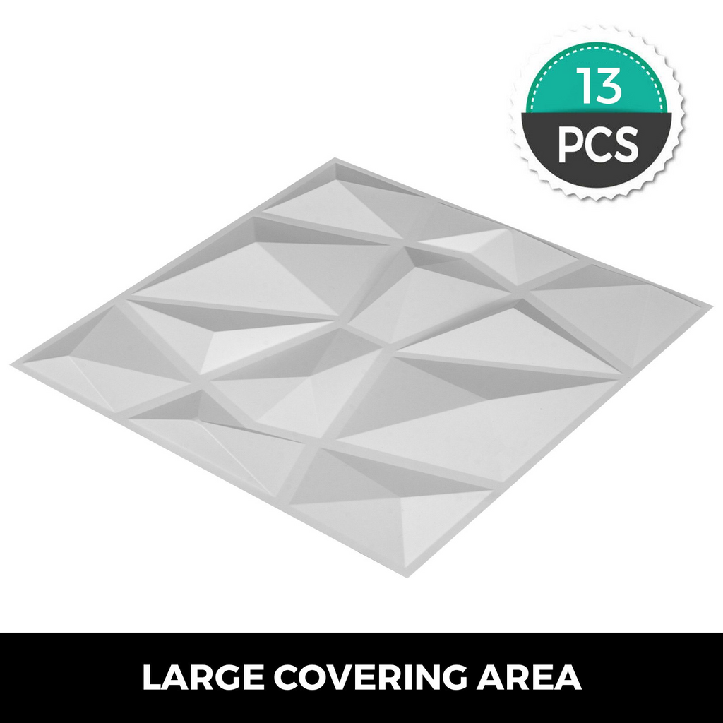 VEVOR - Paquete de 13 paneles de PVC ondulado 3D de color blanco diamante de 19,7 x 19,7 pulgadas para decoración de paredes interiores