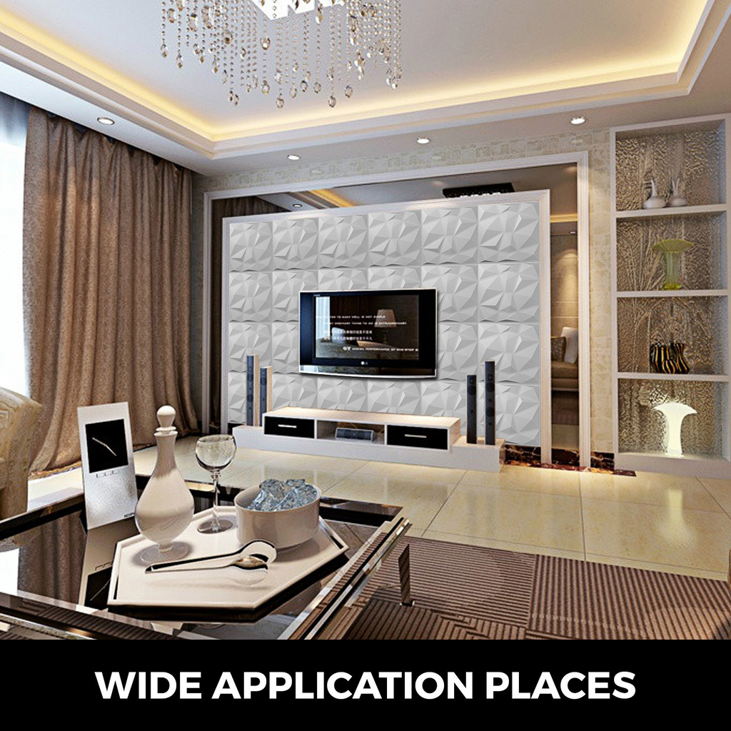 VEVOR - Paquete de 13 paneles de PVC ondulado 3D de color blanco diamante de 19,7 x 19,7 pulgadas para decoración de paredes interiores