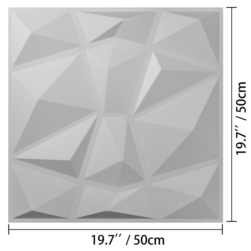 VEVOR - Paquete de 13 paneles de PVC ondulado 3D de color blanco diamante de 19,7 x 19,7 pulgadas para decoración de paredes interiores