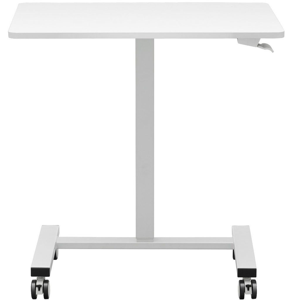 Escritorio móvil de pie VEVOR, escritorio de pie o sentado ajustable en altura con resorte de gas de 28" a 44", 4 ruedas giratorias de 360° (2 bloqueables),