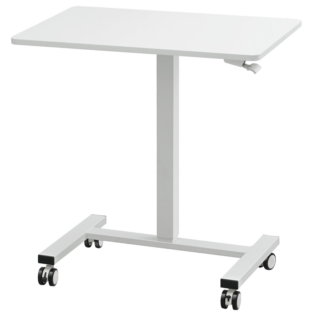 Escritorio móvil de pie VEVOR, escritorio de pie o sentado ajustable en altura con resorte de gas de 28" a 44", 4 ruedas giratorias de 360° (2 bloqueables),