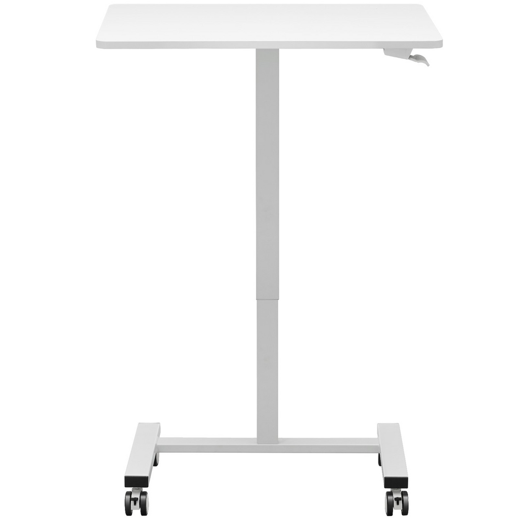 Escritorio móvil de pie VEVOR, escritorio de pie o sentado ajustable en altura con resorte de gas de 28" a 44", 4 ruedas giratorias de 360° (2 bloqueables),