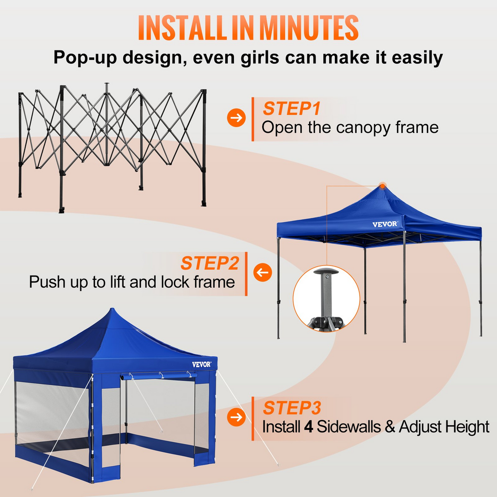 Carpa plegable para exteriores 10 x 10 pies paredes laterales extraíbles y bolsa con ruedas