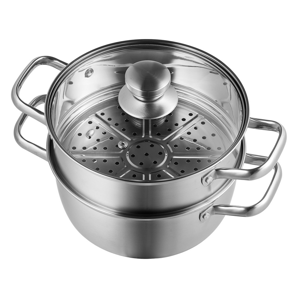 Olla de vapor VEVOR de 24 cm para cocinar con olla de 5 cuartos de galón y vaporera de verduras de inducción eléctrica a gas